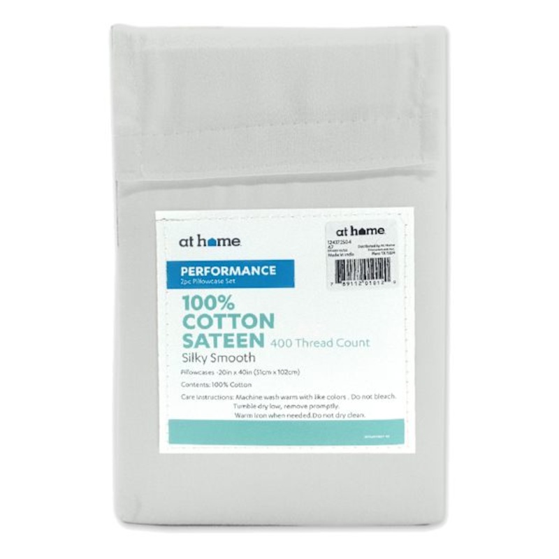 2-Piece Grey 400 Thread Count Cotton Performance Pillowcase Set, King