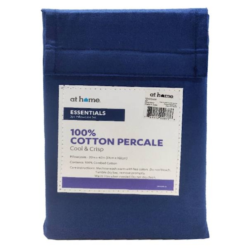 2-Piece Navy Blue 200 Thread Count Essentials Pillowcase Set, King