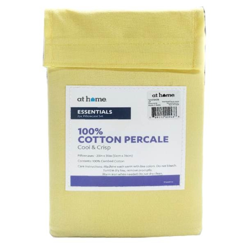 2-Piece Pale Banana 200 Thread Count Essentials Pillowcase Set, Standard