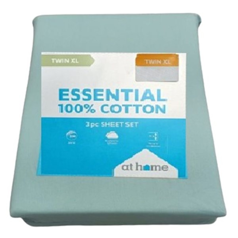 3-Piece Aqua 200 Thread Count 100% Cotton Sheet Set, Twin/Twin XL