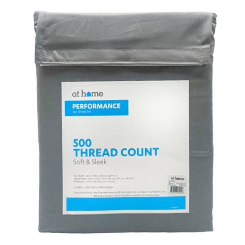 3-Piece Charcoal 500 Thread Count Performance Sheet Set, Twin