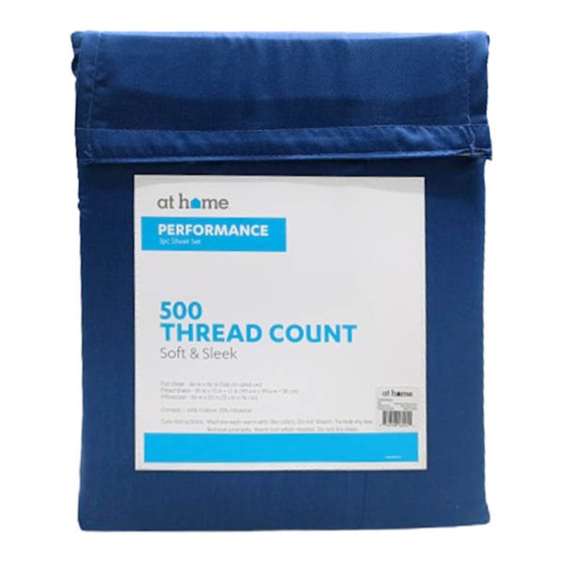 3-Piece Navy Blue 500 Thread Count Performance Sheet Set, Twin
