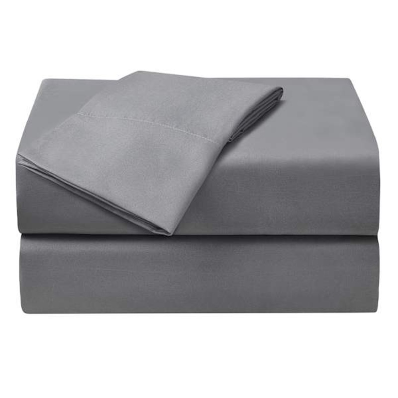 3-Piece Solid Dark Grey Microfiber Sheet Set, Twin XL