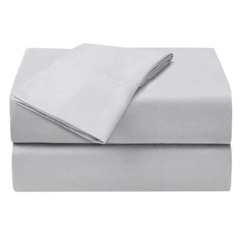 3-Piece Solid Light Grey Microfiber Sheet Set, Twin XL