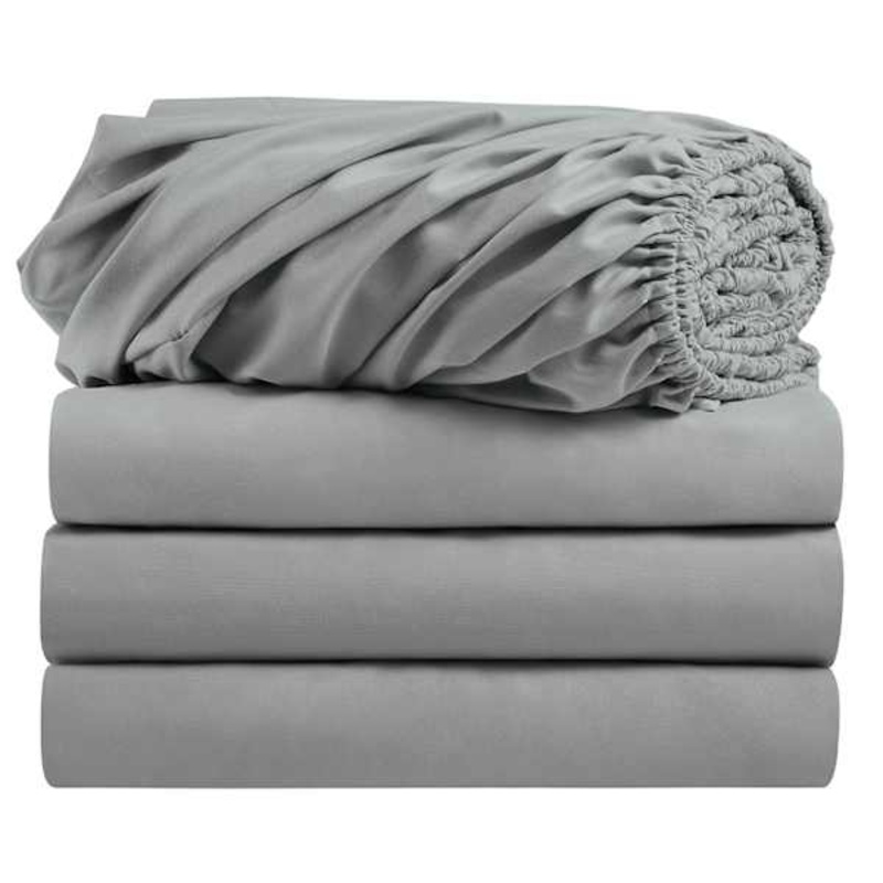 4-Pack Grey Microfiber Fitted Sheet Pack, Twin/Twin XL