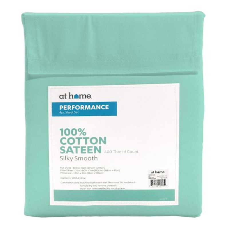 4-Piece Aqua 400 Thread Count Cotton Performance Sheet Set, King