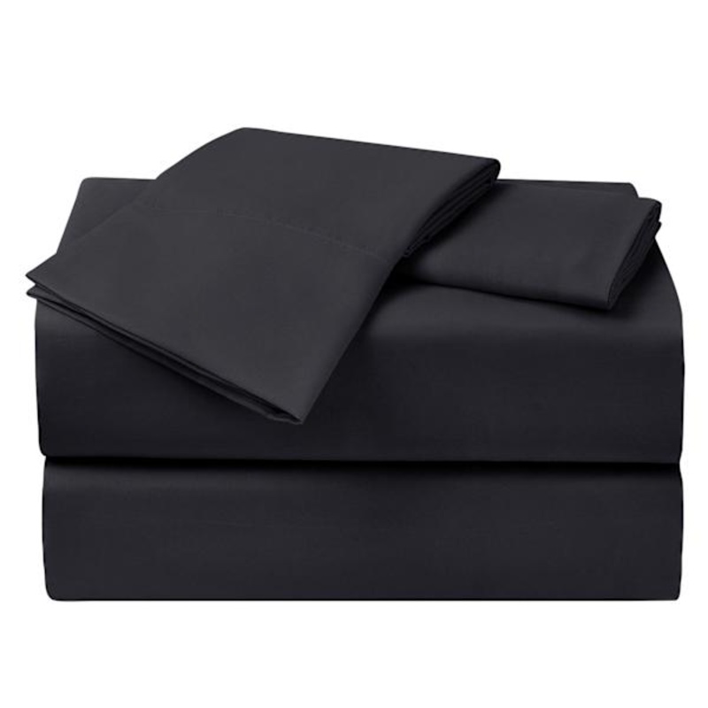 4-Piece Black Cooling Microfiber Sheet Set, King