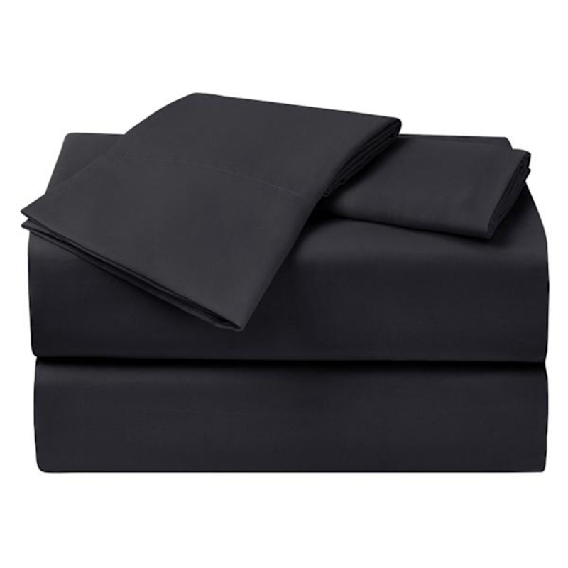 4-Piece Black Cooling Microfiber Sheet Set, Queen