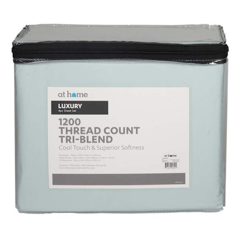 4-Piece Blue 1200 Thread Count Cool Touch Luxury Sheet Set, King