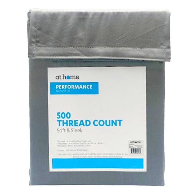 4-Piece Charcoal 500 Thread Count Performance Sheet Set, Full