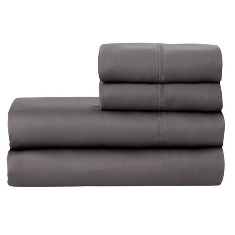 4-Piece Charcoal Grey 500 Thread Count Blended Sheet Set, Queen