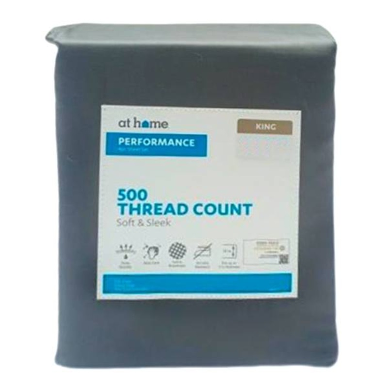 4-Piece Charcoal Grey 500 Thread Count Cotton Blend Sheet Set, King