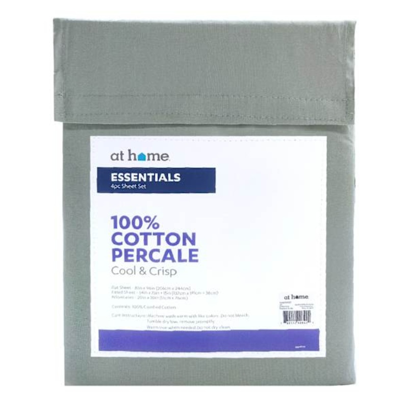 4-Piece Dark Grey 200 Thread Count Cotton Essentials Sheet Set, Full