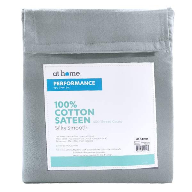 4-Piece Dark Grey 200 Thread Count Cotton Essentials Sheet Set, King