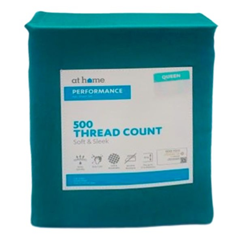 4-Piece Green 500 Thread Count Cotton Blend Sheet Set, Queen