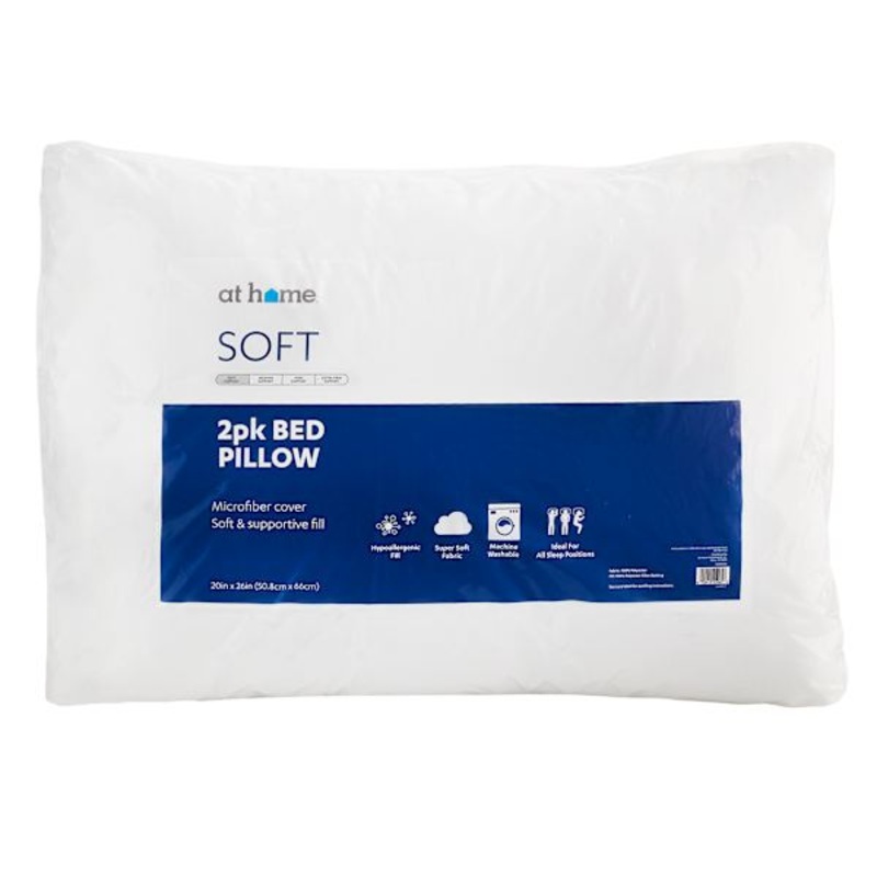 Soft 2-Pack White Bed Pillows, Standard