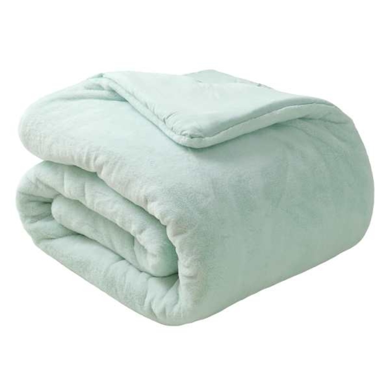 2-Piece Aqua Faux Fur Comforter Set, Twin/Twin XL