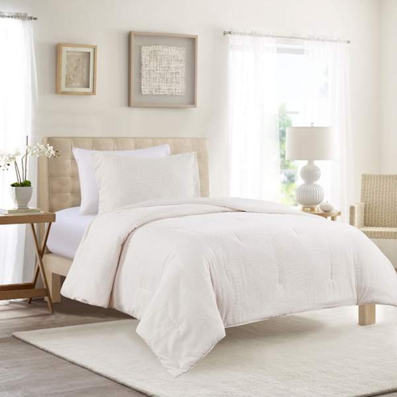 2-Piece Neutral Abstract Tufted Comforter Set, Twin/Twin XL