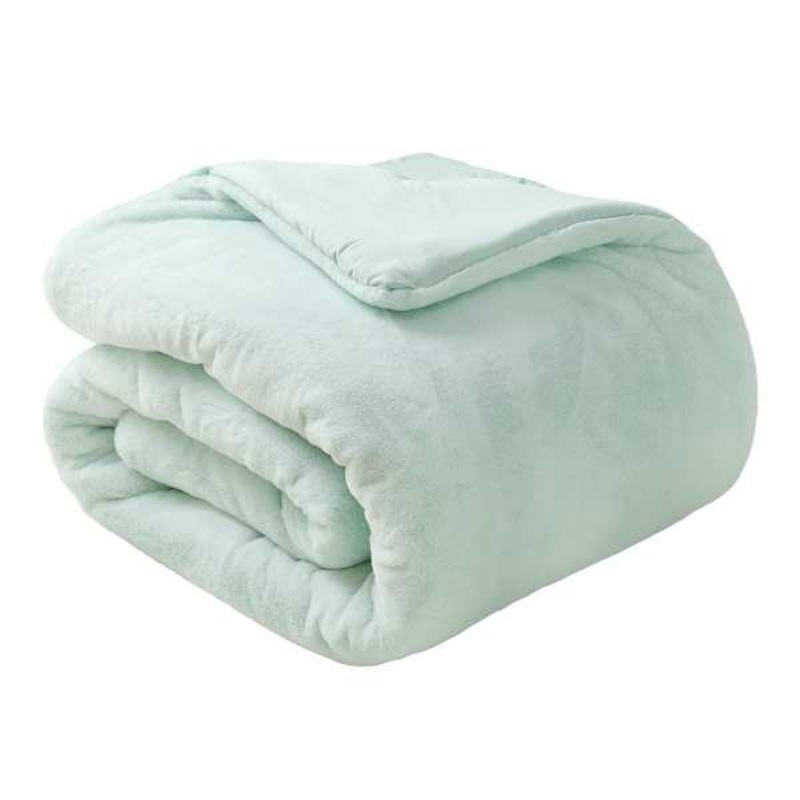 3-Piece Aqua Faux Fur Comforter Set, Full/Queen