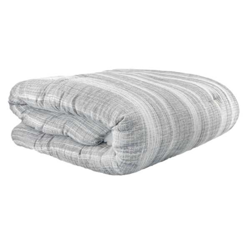 3-Piece Grey Striped Comforter Set, Full/Queen