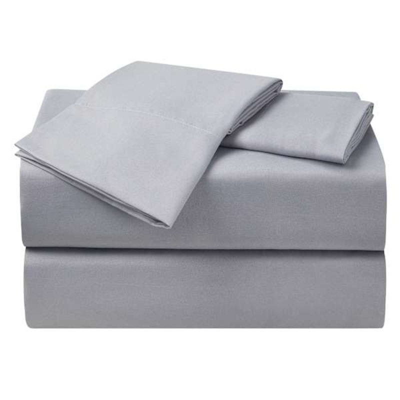 4-Piece Grey Antimicrobial Cooling Microfiber Sheet Set, King
