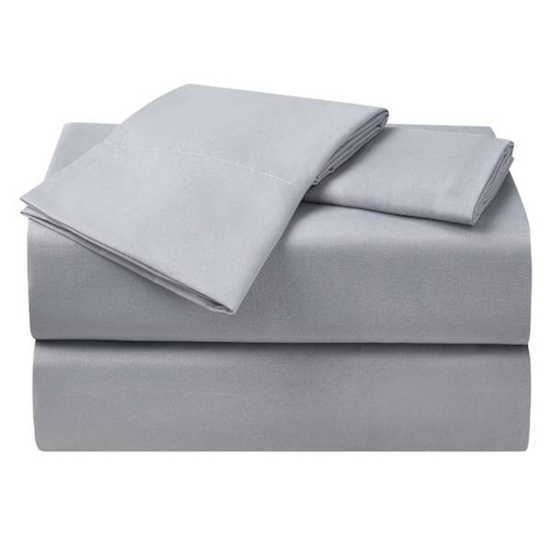 4-Piece Grey Antimicrobial Cooling Microfiber Sheet Set, Queen
