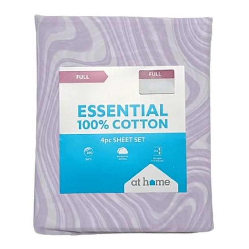 4-Piece Lavender Swirl 200 Thread Count 100% Cotton Sheet Set, Full