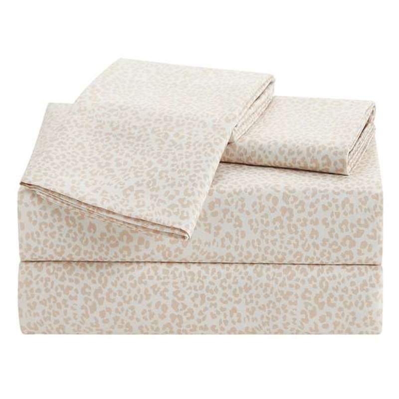 4-Piece Leopard Print Cooling Microfiber Sheet Set, Full