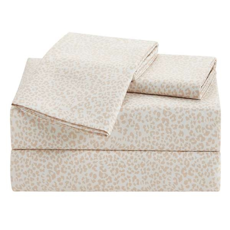 4-Piece Leopard Print Cooling Microfiber Sheet Set, King