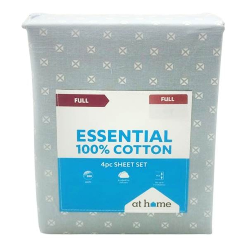 4-Piece Light Blue 200 Thread Count Brushed Cotton Sheet Set, Full