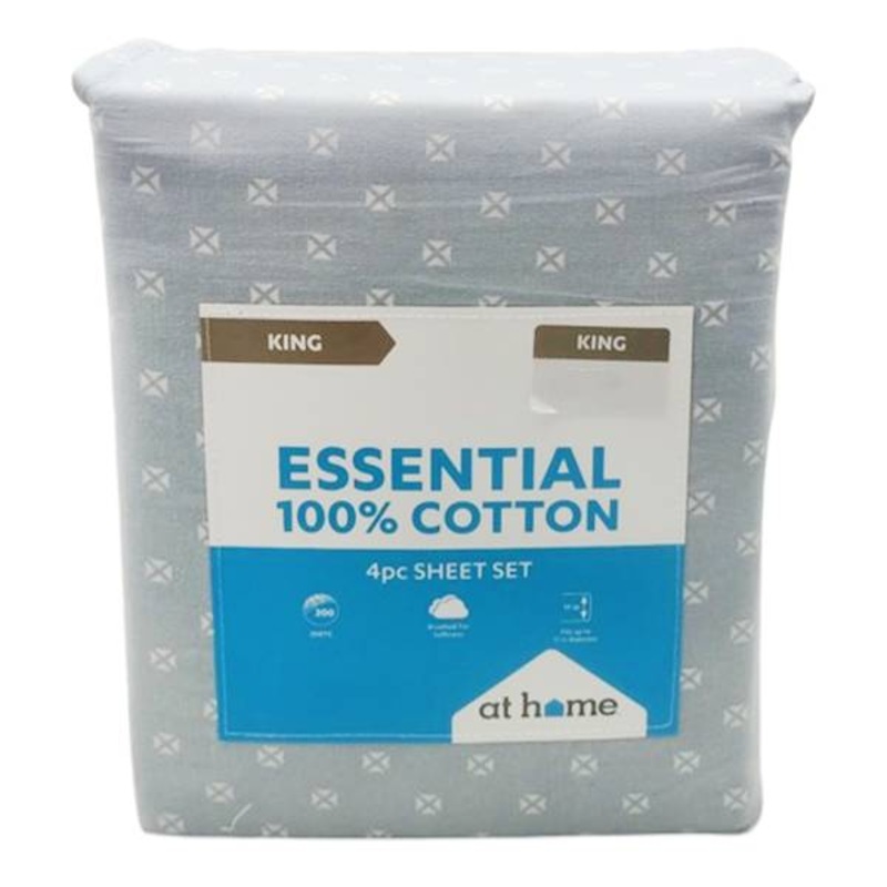 4-Piece Light Blue 200 Thread Count Brushed Cotton Sheet Set, King