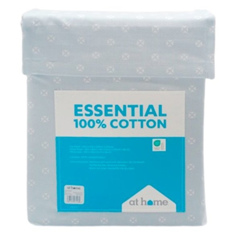 4-Piece Light Blue 200 Thread Count Brushed Cotton Sheet Set, Queen