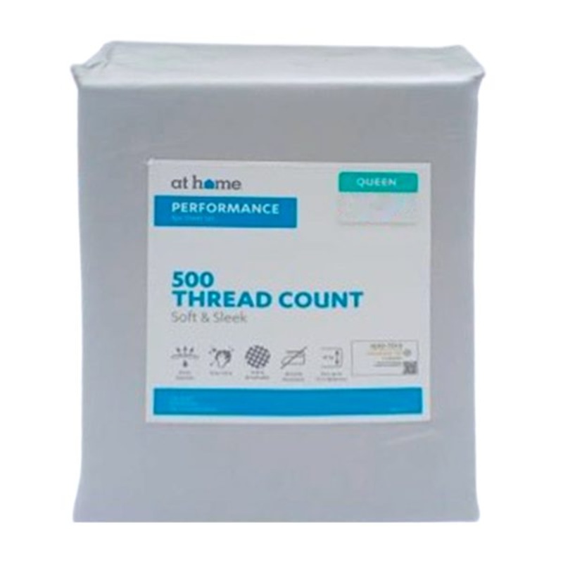 4-Piece Light Grey 500 Thread Count Cotton Blend Sheet Set, Queen