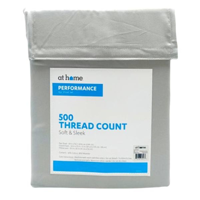 4-Piece Light Grey 500 Thread Count Sheet Set, Full
