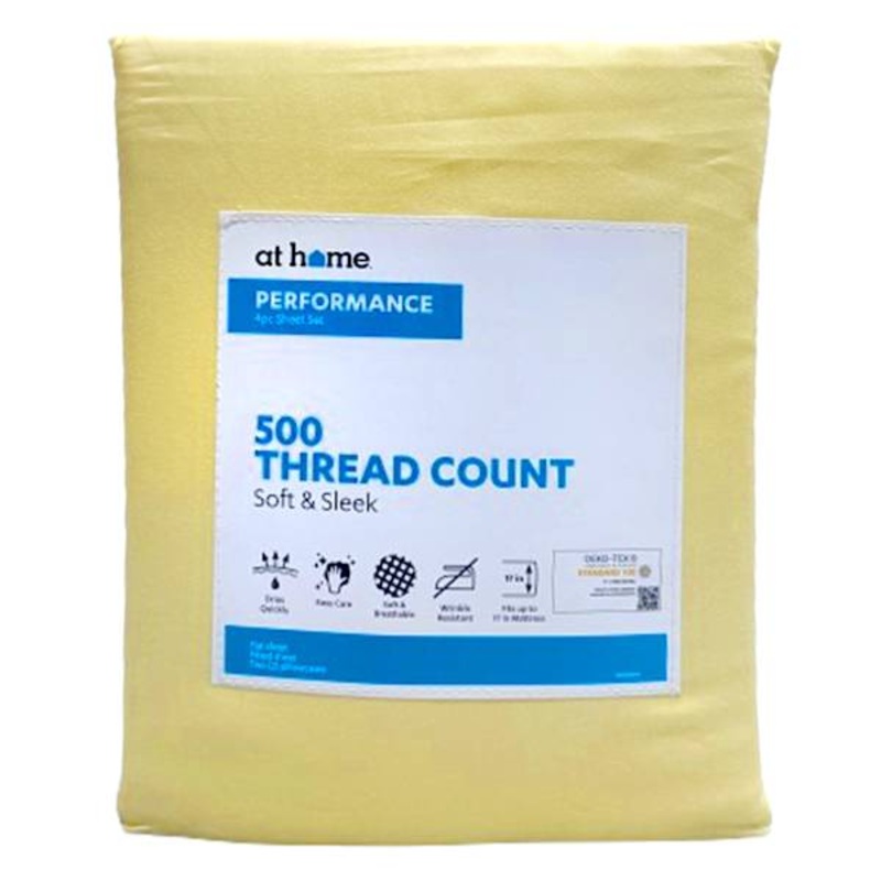 4-Piece Yellow 500 Thread Count Sheet Set, Queen