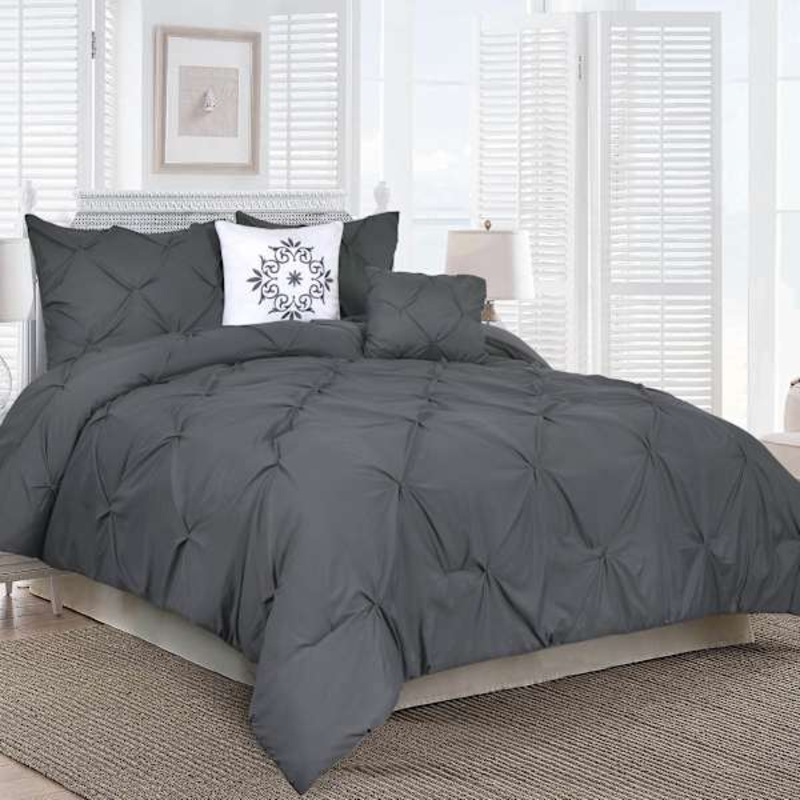 5-Piece Blanca Grey Comforter Set, Queen