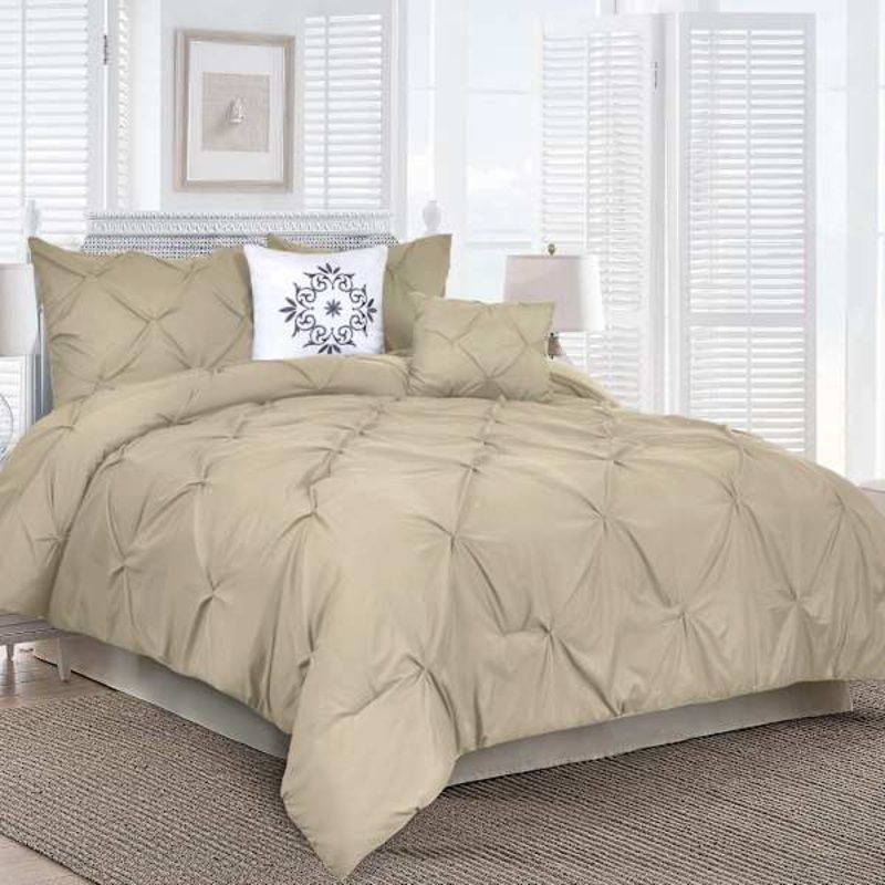 5-Piece Blanca Taupe Comforter Set, King