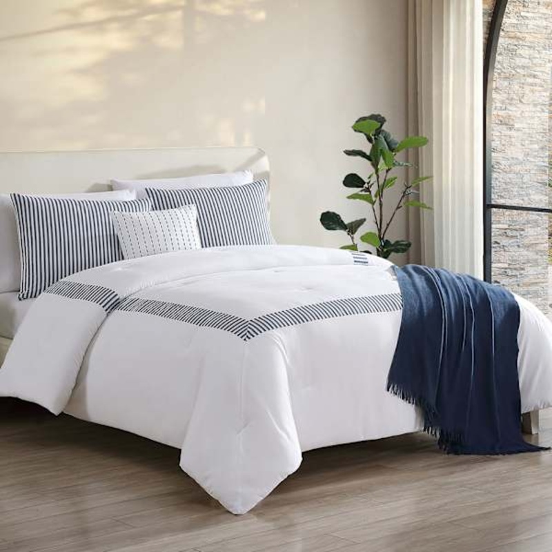 5-Piece Ticking Stripe Comforter Set, King