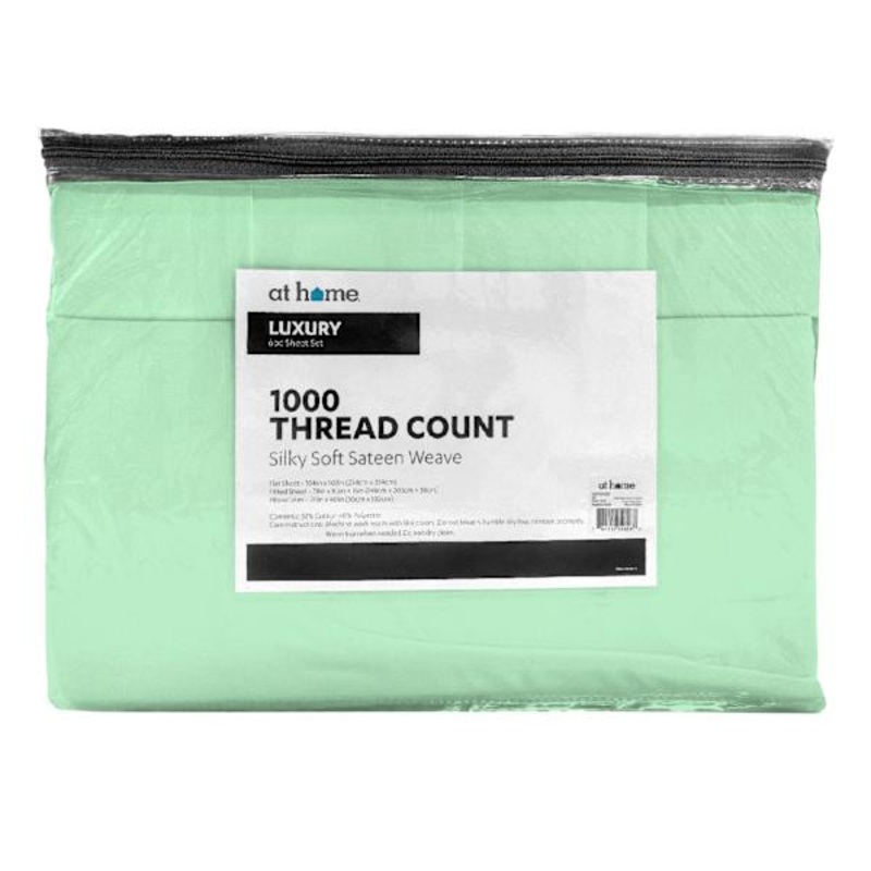6-Piece Green 1000 Thread Count Sateen Sheet Set, King