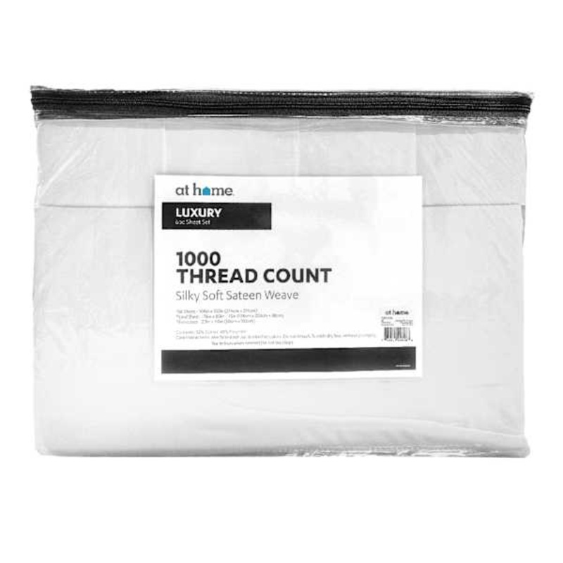 6-Piece Grey 1000 Thread Count Cotton Blend Sateen Sheet Set, King