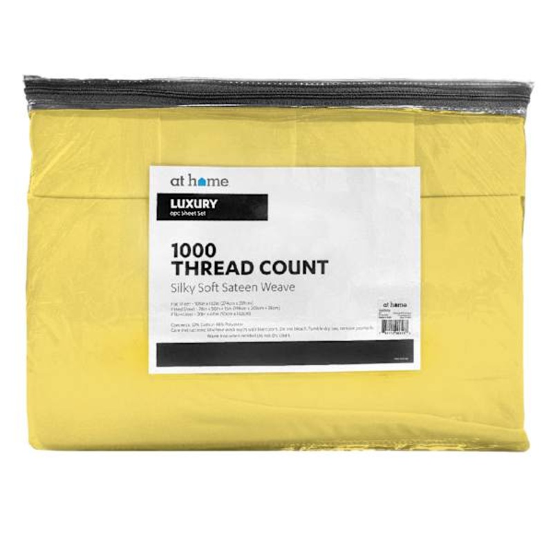 6-Piece Jojoba Yellow 1000 Thread Count Cotton Blend Sateen Sheet Set, King