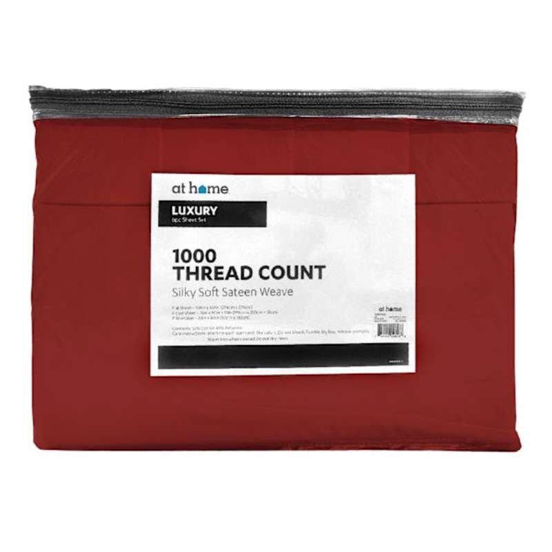 6-Piece Red 1000 Thread Count Luxury Sateen Sheet Set, King