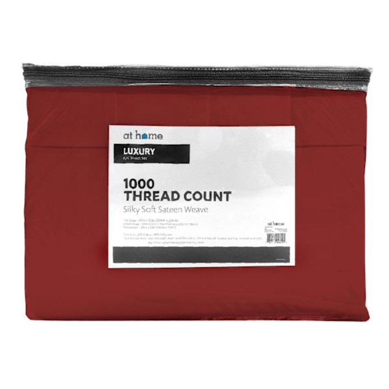 6-Piece Red 1000 Thread Count Luxury Sateen Sheet Set, Queen