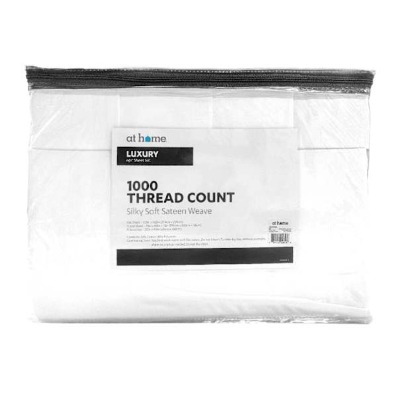 6-Piece White 1000 Thread Count Cotton Blend Sateen Sheet Set, King