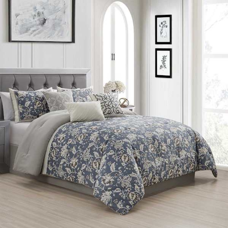 7-Piece Brighton Multicolor Floral Design Comforter Set, Queen