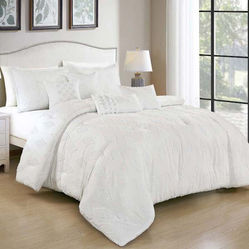 7-Piece Eleanor White Comforter Set, King