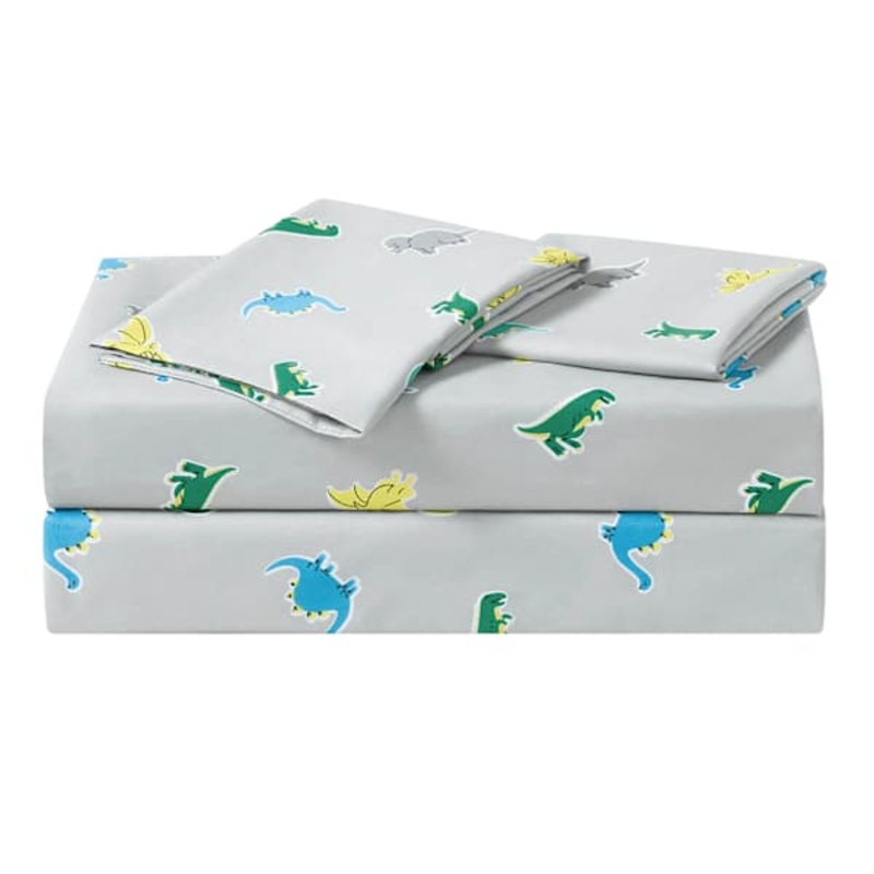 Tiny Dreamers 4-Piece Dinoskater Print Washed Microfiber Sheet Set, Full