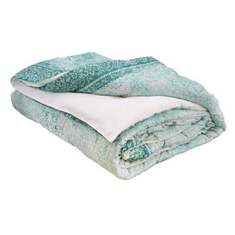 3-Piece Green Distressed Medallion Cotton Comforter Set, King