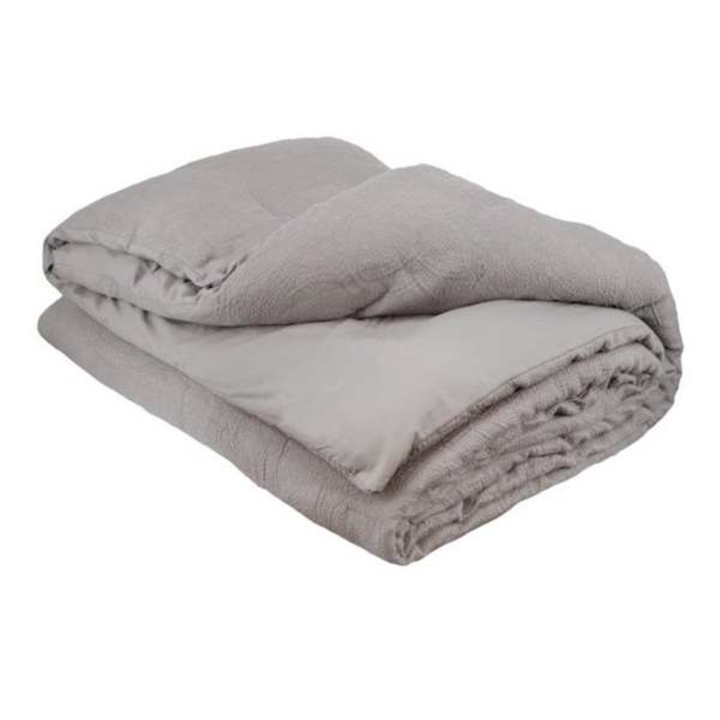 3-Piece Grey Cotton Arabesque Jacquard Comforter Set, Full/Queen