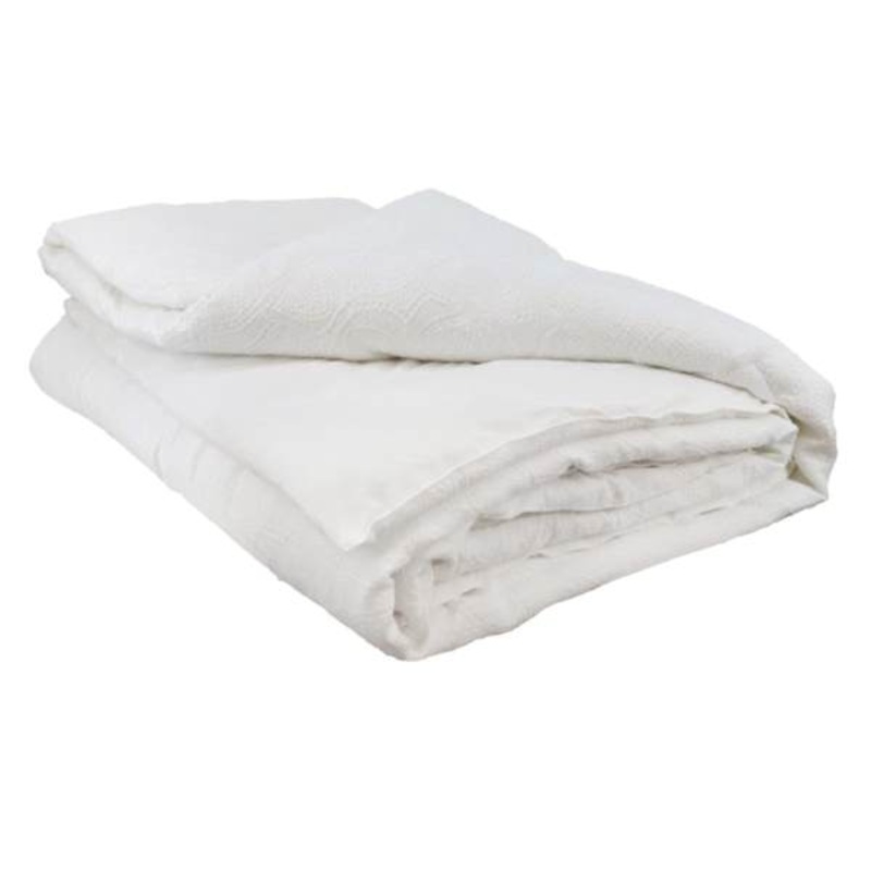 3-Piece White Cotton Arabesque Jacquard Comforter Set, King